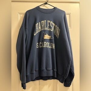 Abercrombie & Fitch Oversized Blue Essential Fleece Charleston Crewneck